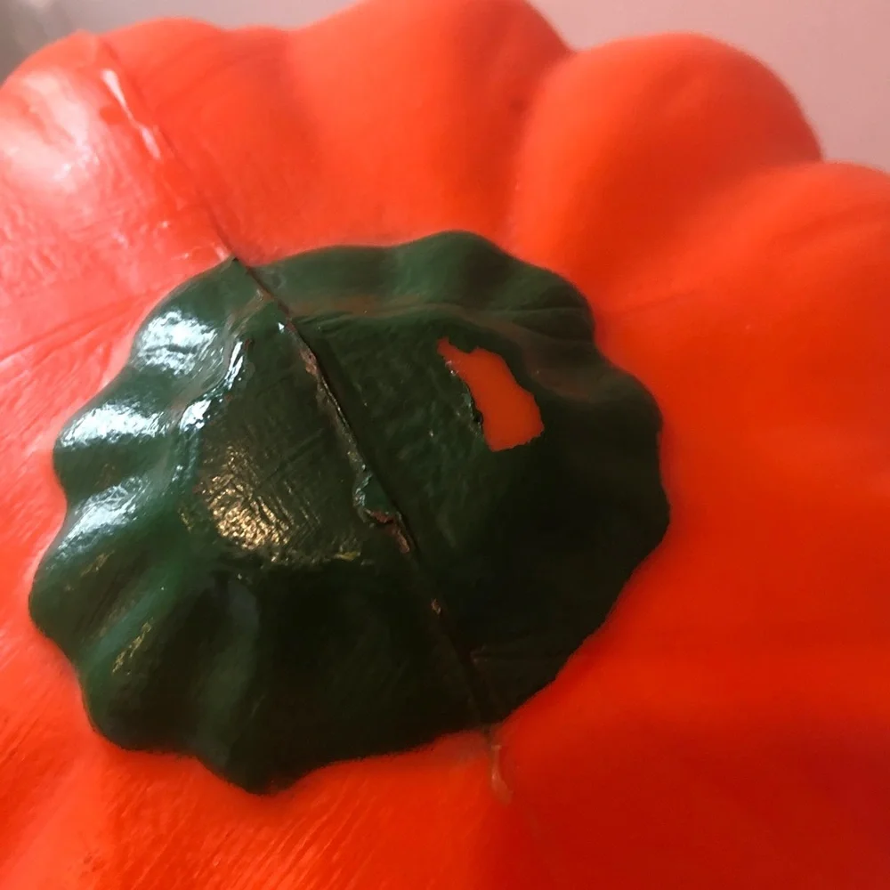 Vintage Lighted Halloween Blow Mold Happy Pumpkin Gourd Yellow Eyes 21” Tall